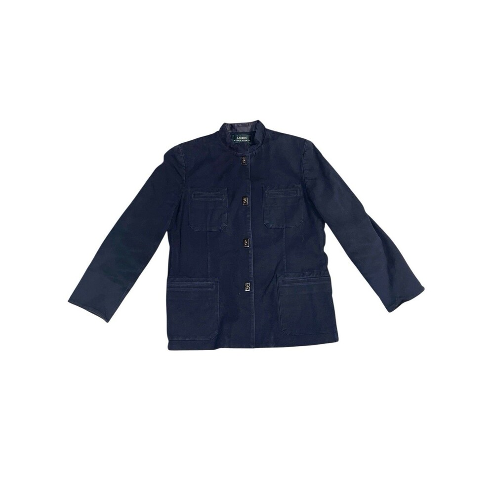 Lauren Ralph Lauren Blue Military Pea Coat Jacket Anchor Buttons Sz 14 Academia